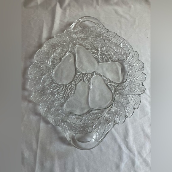Clear Glass Pear Design Serving Platter - Picture 1 of 5